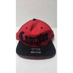 COMPTON Snapback Hat South Central Los Angeles Cali Cap Red Black